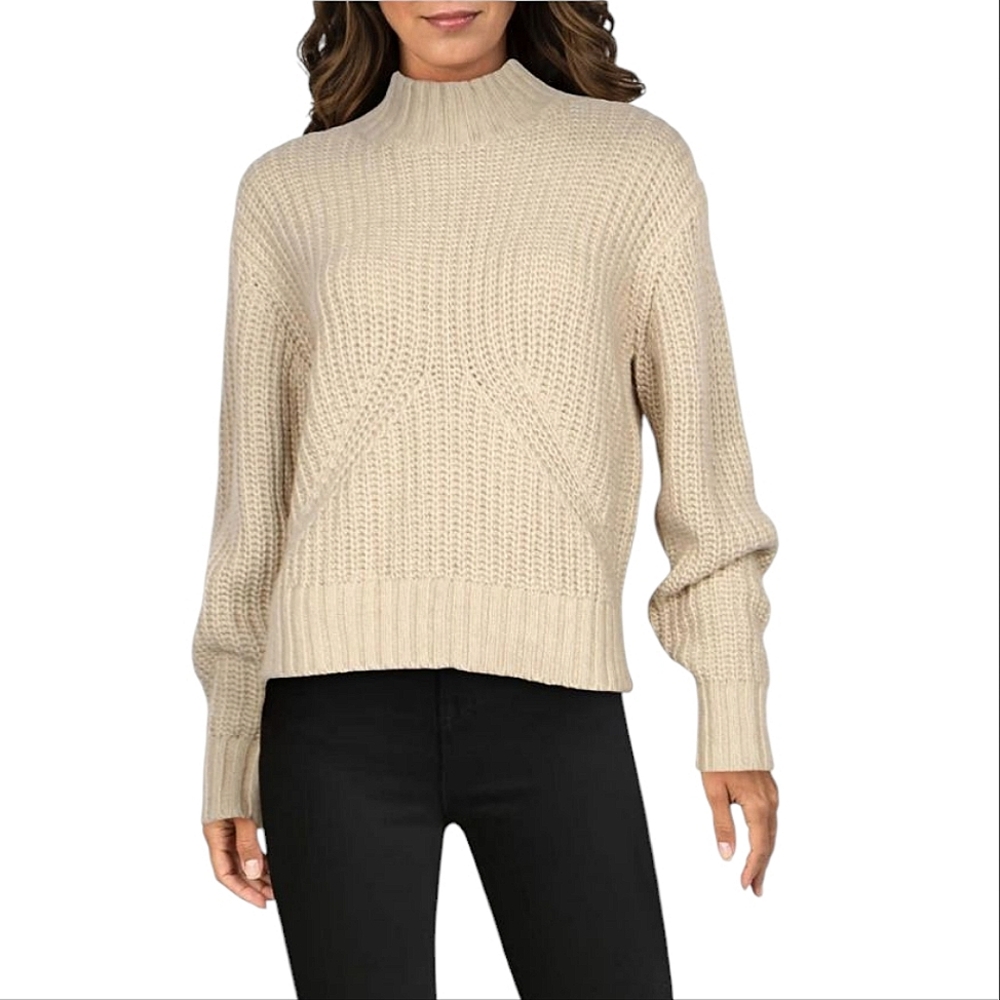 Splendid Mock Neck Knit Sweater XS Dolman Cream